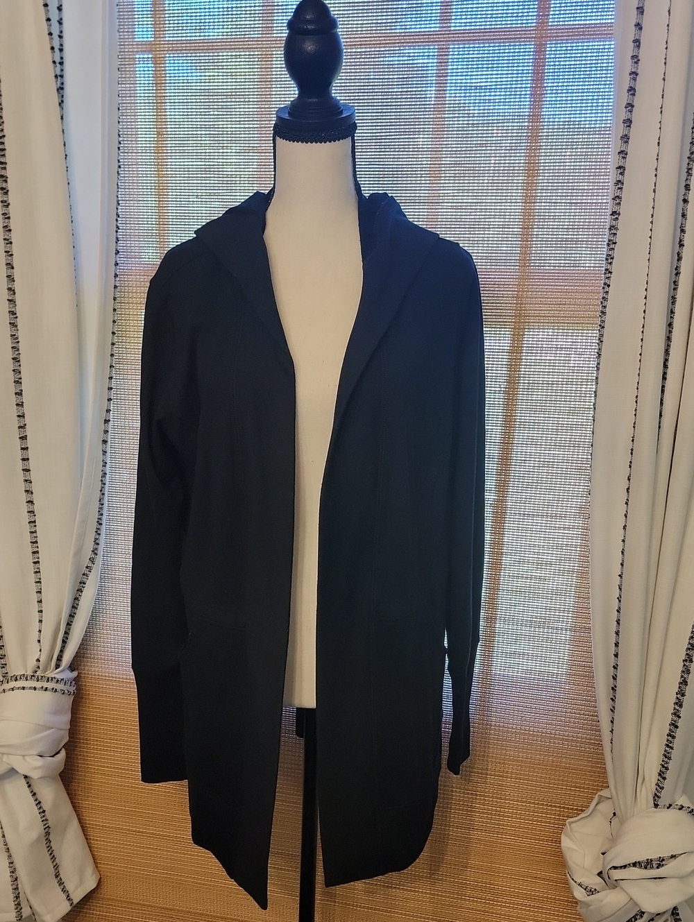 Tek Gear Black Hooded Open-Front Women’s Light Weight Sweatshirt Cardigan